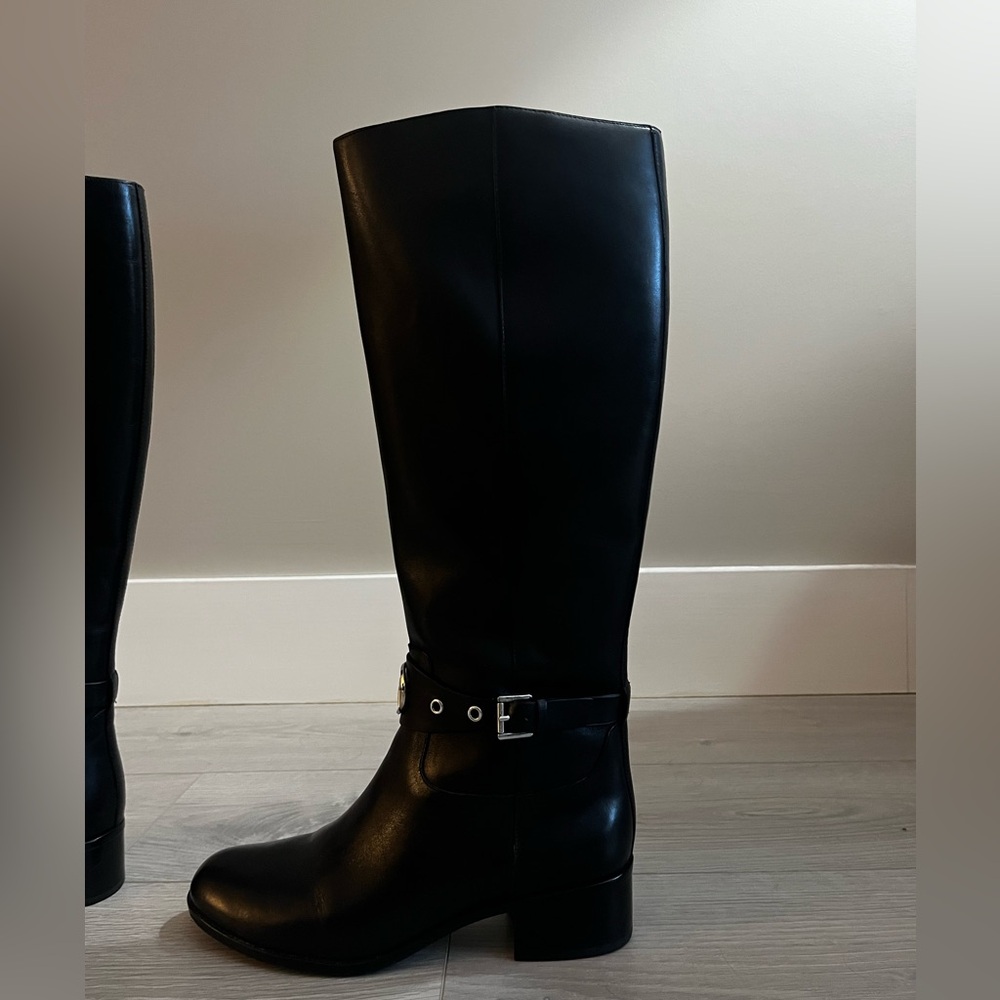 Michael Kors Black Leather Riding Boots - Picture 3 of 4